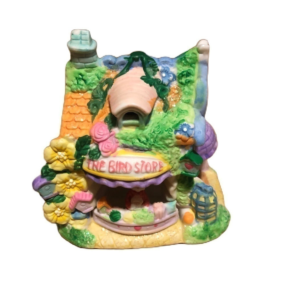 Vintage Hoppy Hollow Ceramic Easter Bunny House Bird Store Colorful Village